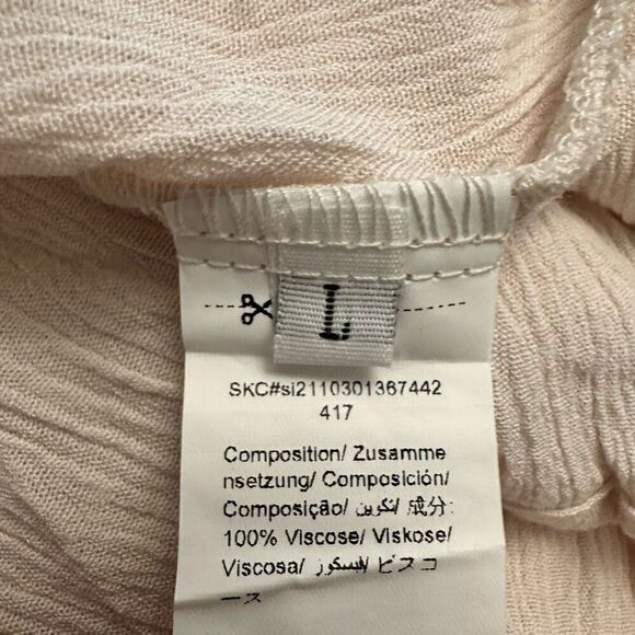 ASOS Crinkle Gauzy Button Front Lace Trim Viscose Cami Midi Dress Beige Large - Picture 4 of 4